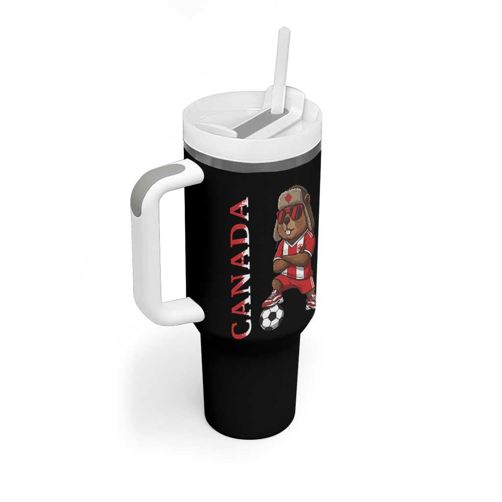 Proud Canada Soccer Beaver Tumbler With Handle Funny Football Fan Gift