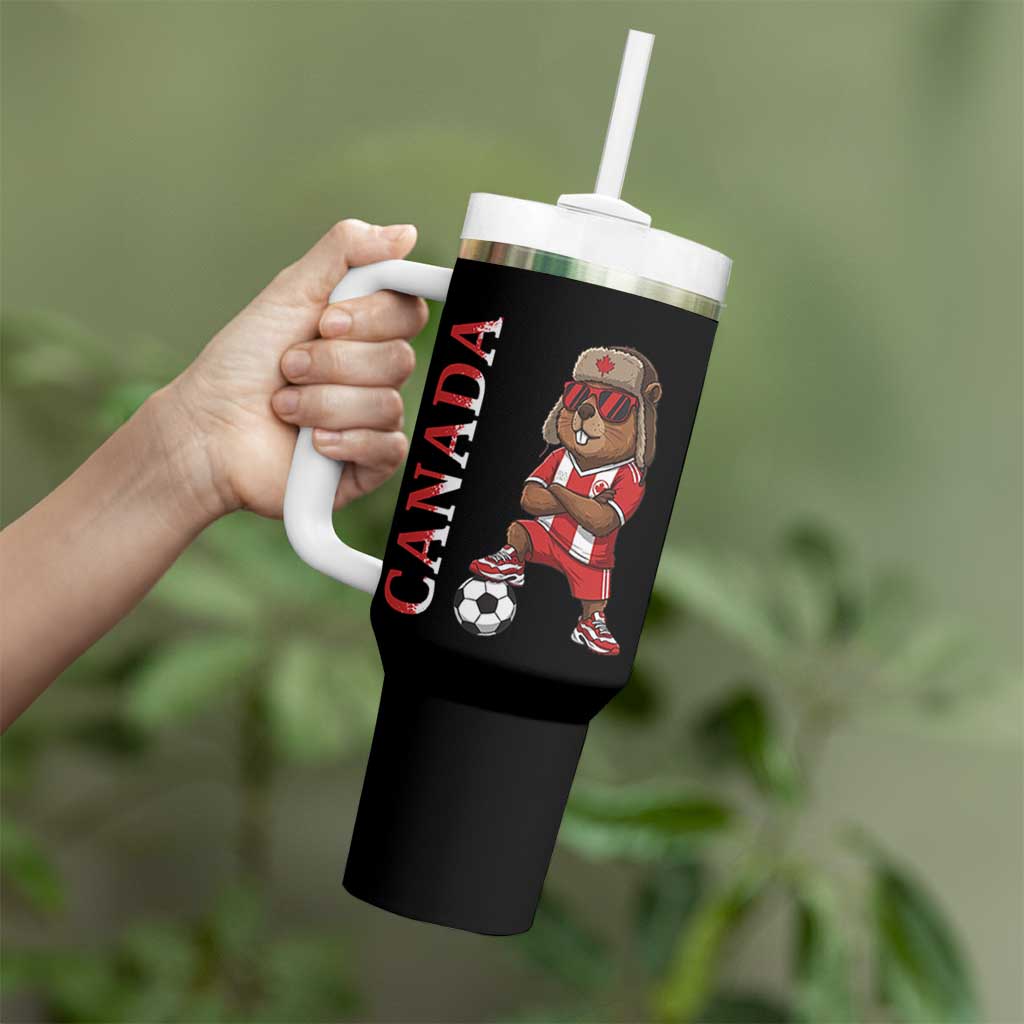 Proud Canada Soccer Beaver Tumbler With Handle Funny Football Fan Gift