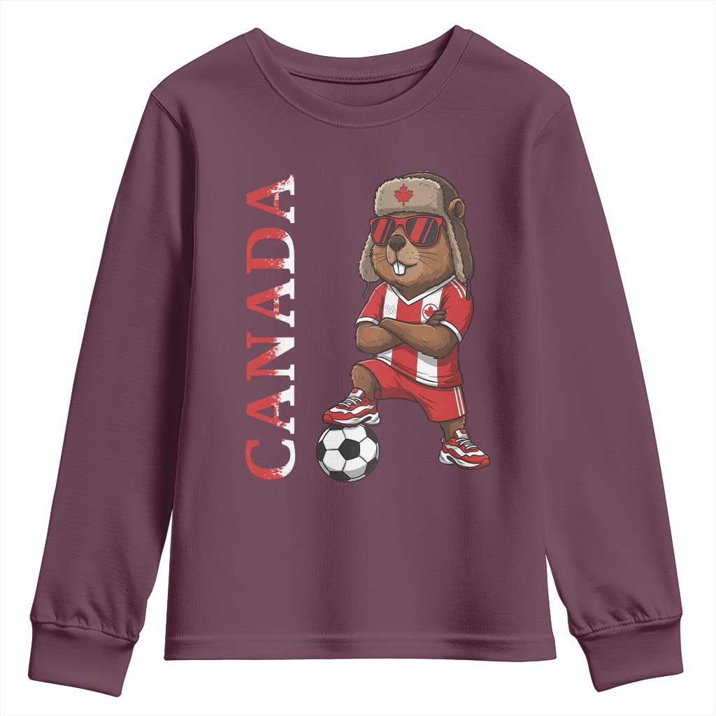 Proud Canada Soccer Beaver Youth Sweatshirt Funny Football Fan Gift