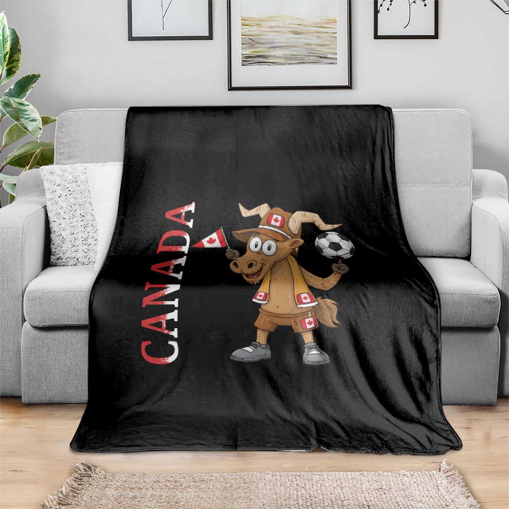 Proud Canada Soccer Moose Throw Blanket Canadian Football Fan