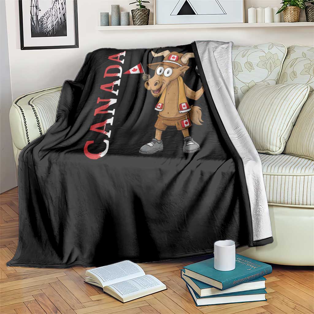 Proud Canada Soccer Moose Throw Blanket Canadian Football Fan