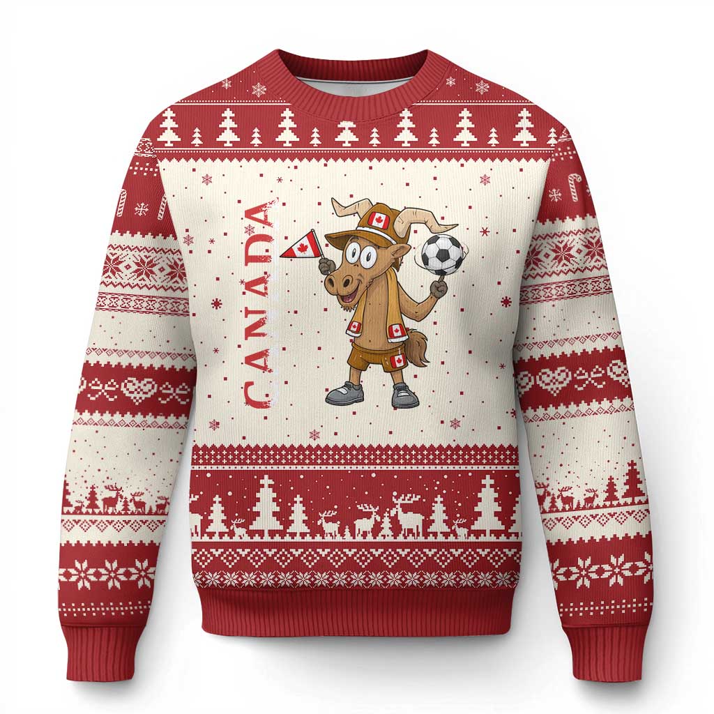 Proud Canada Soccer Moose Ugly Christmas Sweater Canadian Football Fan