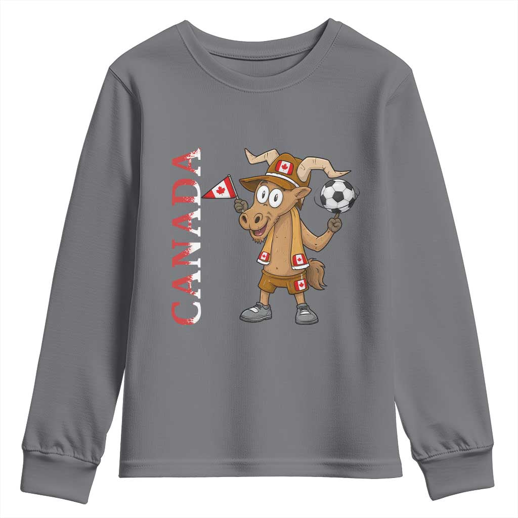 Proud Canada Soccer Moose Youth Sweatshirt Canadian Football Fan