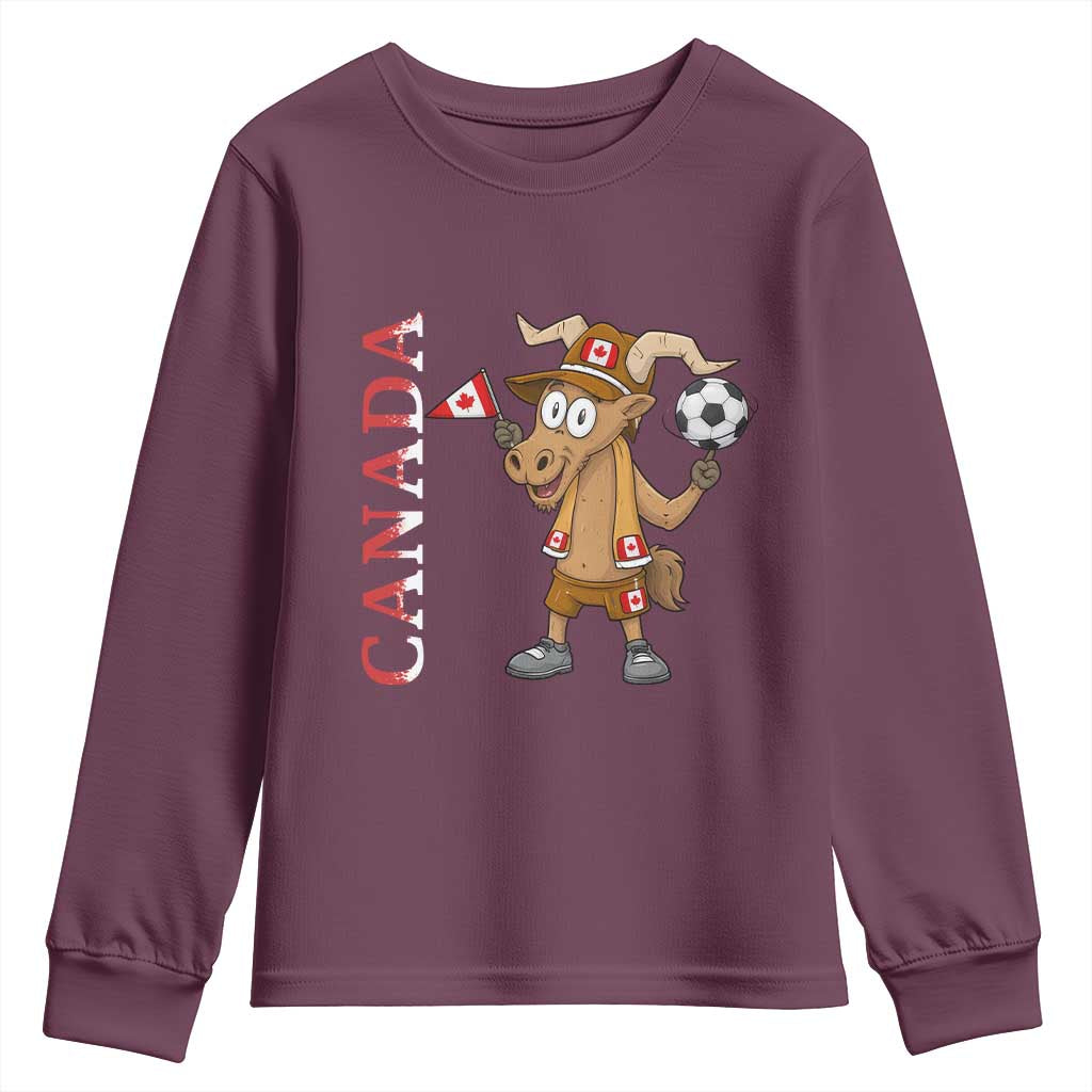Proud Canada Soccer Moose Youth Sweatshirt Canadian Football Fan