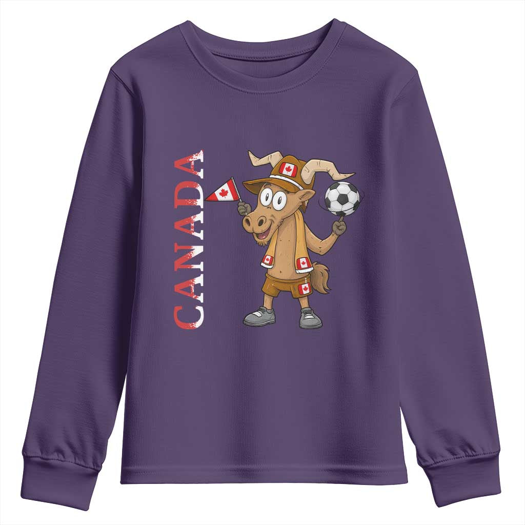 Proud Canada Soccer Moose Youth Sweatshirt Canadian Football Fan