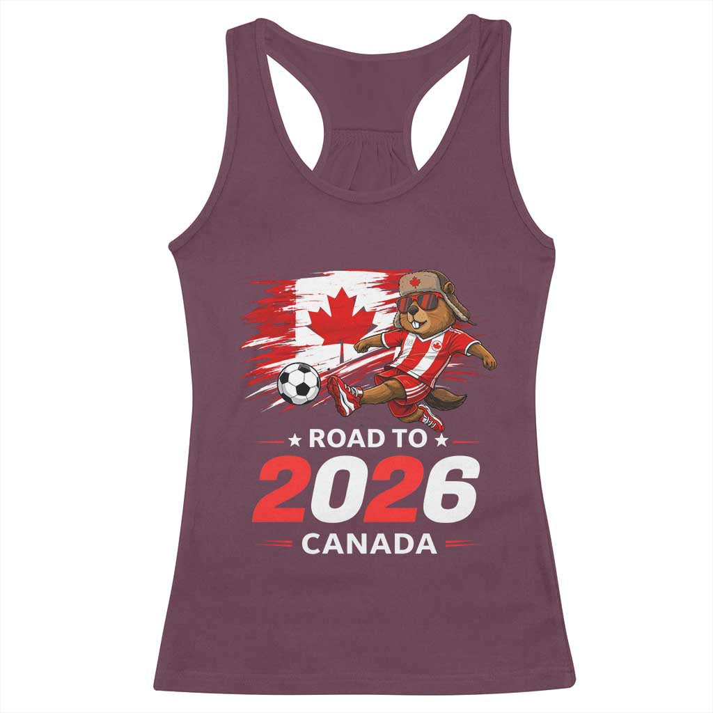 Proud Canada Soccer Beaver Racerback Tank Top Road To 2026
