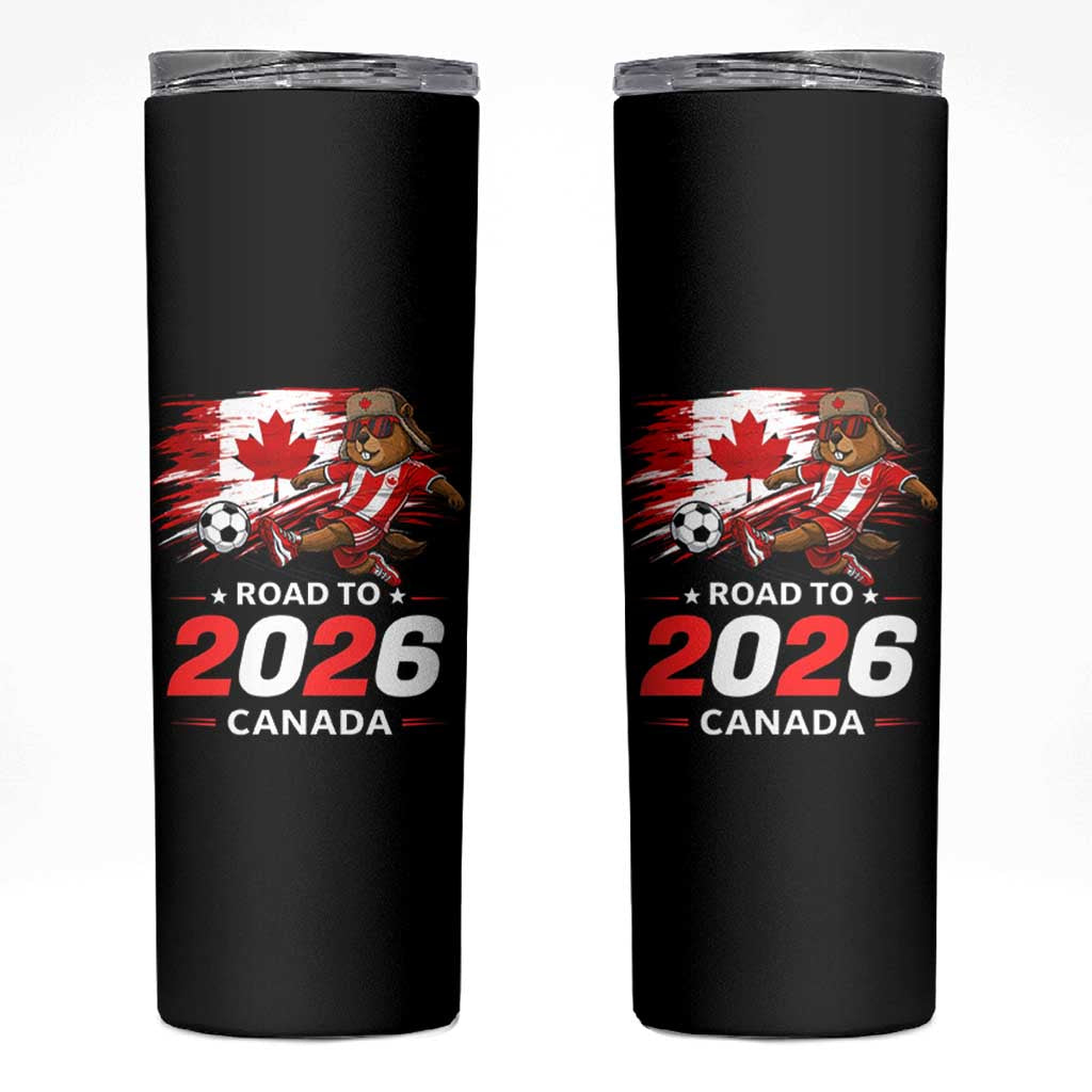 Proud Canada Soccer Beaver Skinny Tumbler Road To 2026