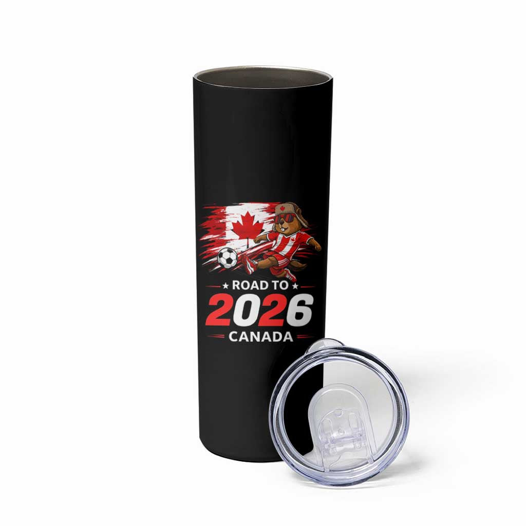 Proud Canada Soccer Beaver Skinny Tumbler Road To 2026
