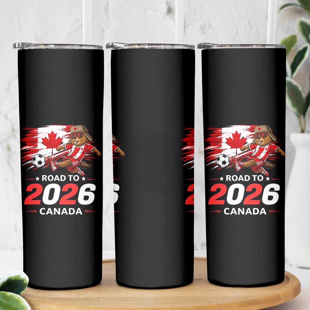 Proud Canada Soccer Beaver Skinny Tumbler Road To 2026