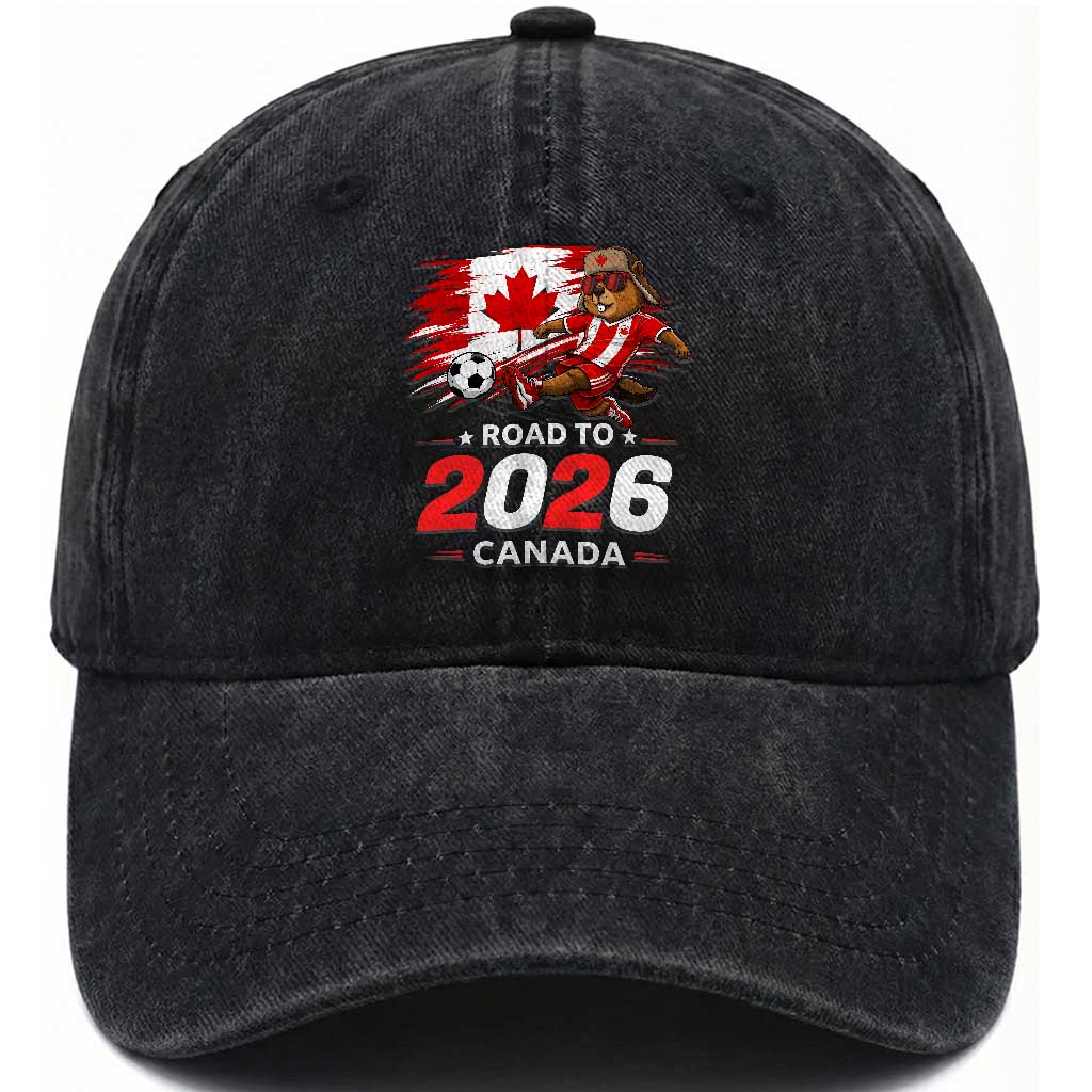 Proud Canada Soccer Beaver Washed Cotton Baseball Cap Road To 2026