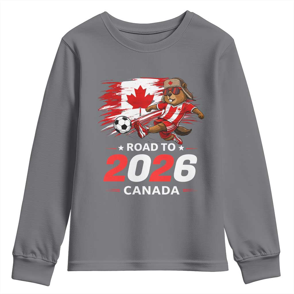 Proud Canada Soccer Beaver Youth Sweatshirt Road To 2026