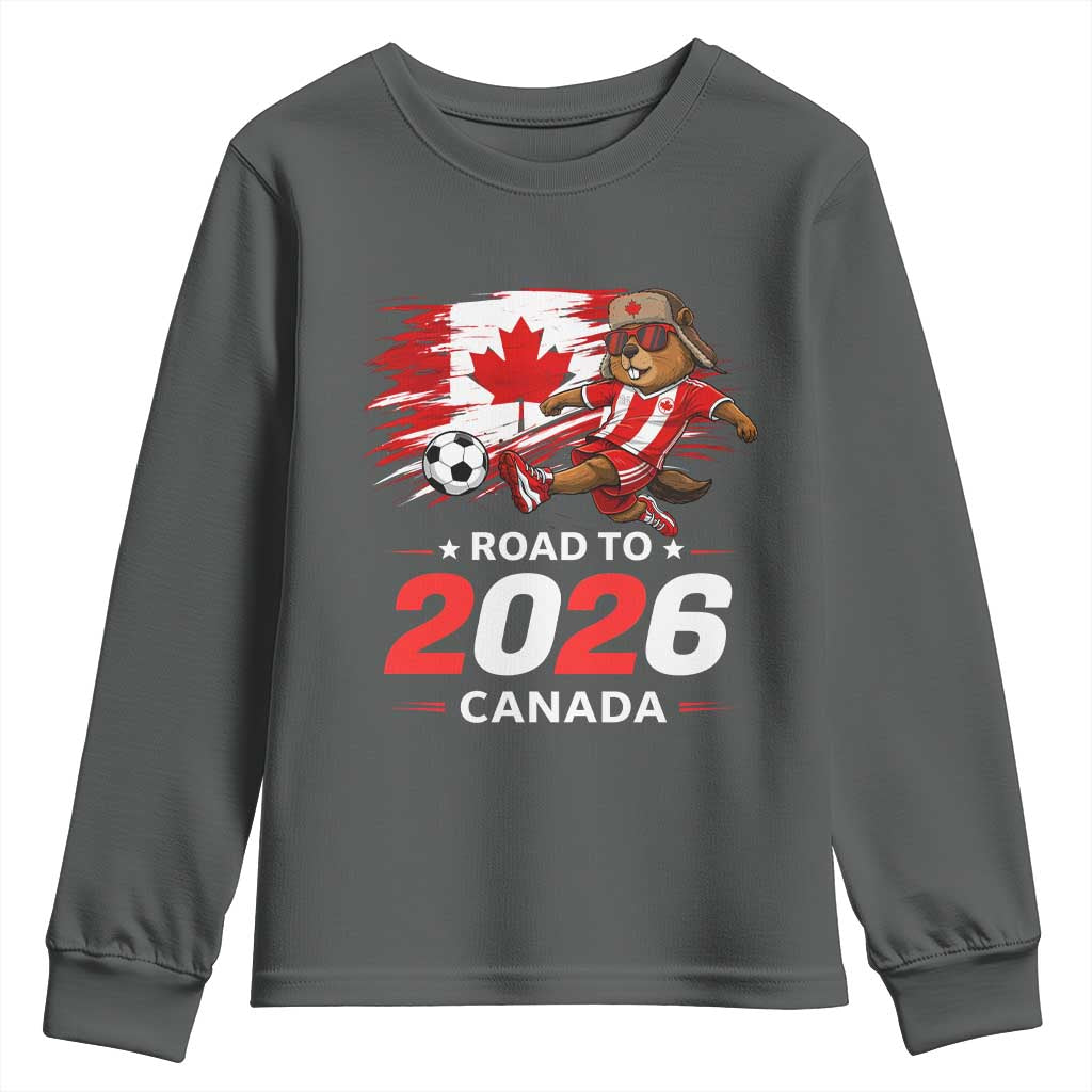 Proud Canada Soccer Beaver Youth Sweatshirt Road To 2026