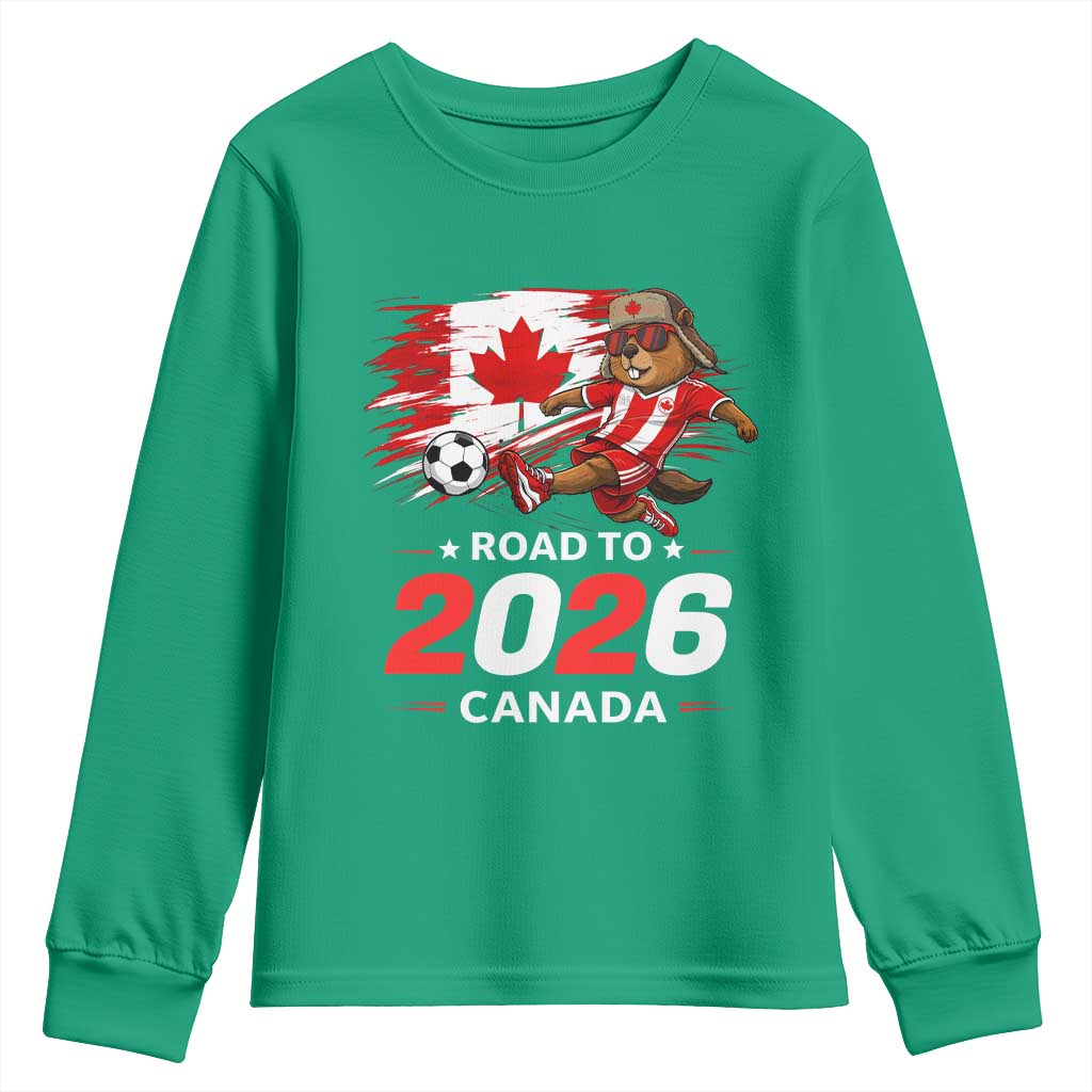 Proud Canada Soccer Beaver Youth Sweatshirt Road To 2026