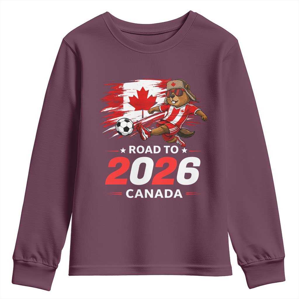Proud Canada Soccer Beaver Youth Sweatshirt Road To 2026