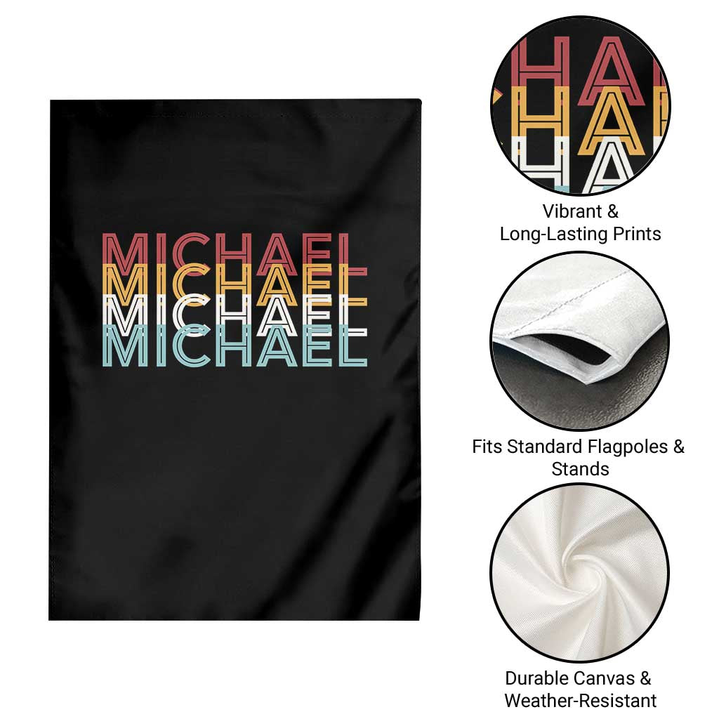 Michael Birthday Gift Garden Flag Vintage Retro Michael Name Typography