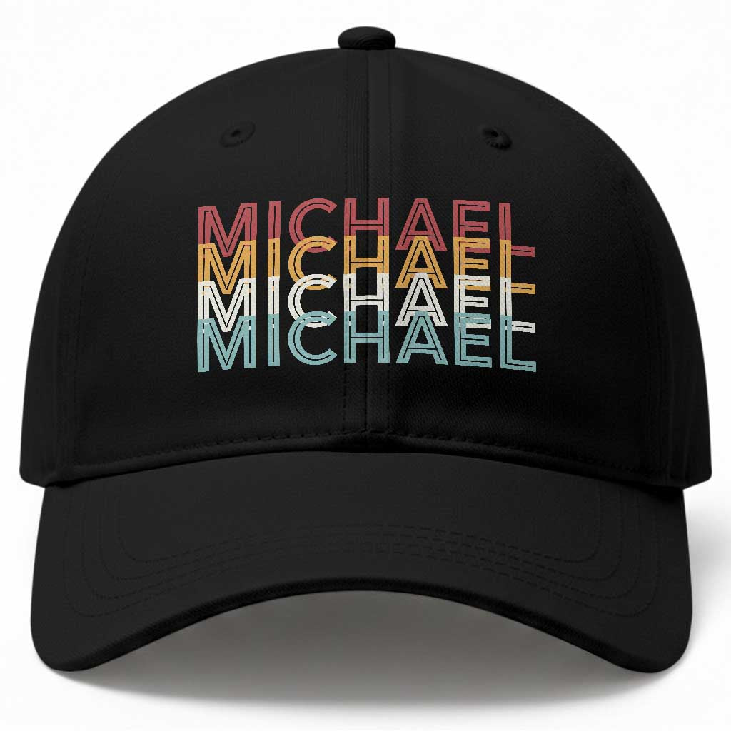 Michael Birthday Gift Baseball Cap Vintage Retro Michael Name Typography