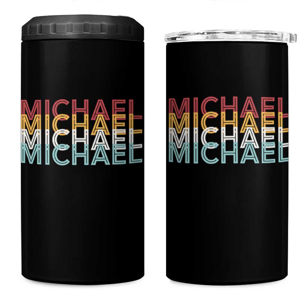 Michael Birthday Gift 4 in 1 Can Cooler Tumbler Vintage Retro Michael Name Typography