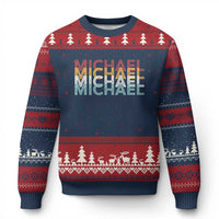 Michael Birthday Gift Ugly Christmas Sweater Vintage Retro Michael Name Typography