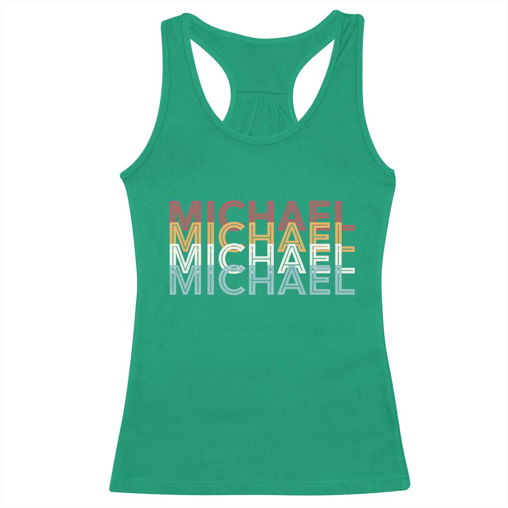 Michael Birthday Gift Racerback Tank Top Vintage Retro Michael Name Typography