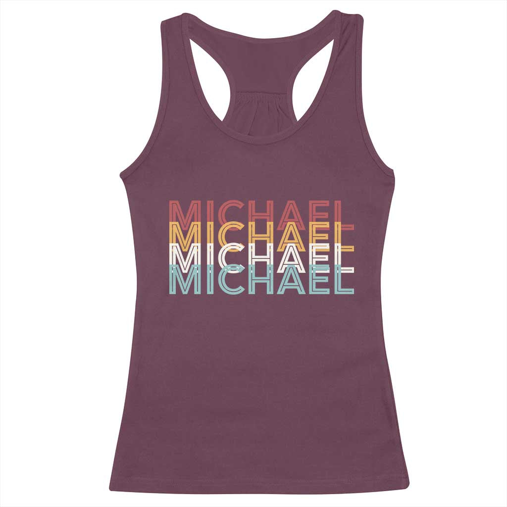 Michael Birthday Gift Racerback Tank Top Vintage Retro Michael Name Typography