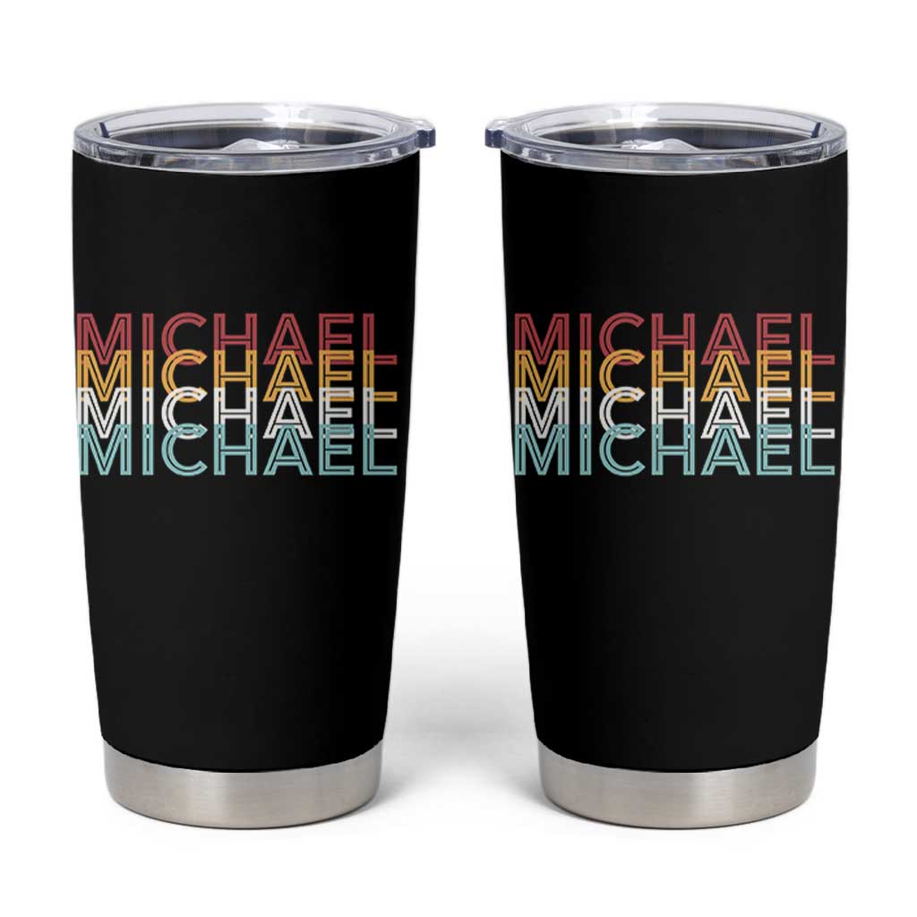 Michael Birthday Gift Tumbler Cup Vintage Retro Michael Name Typography
