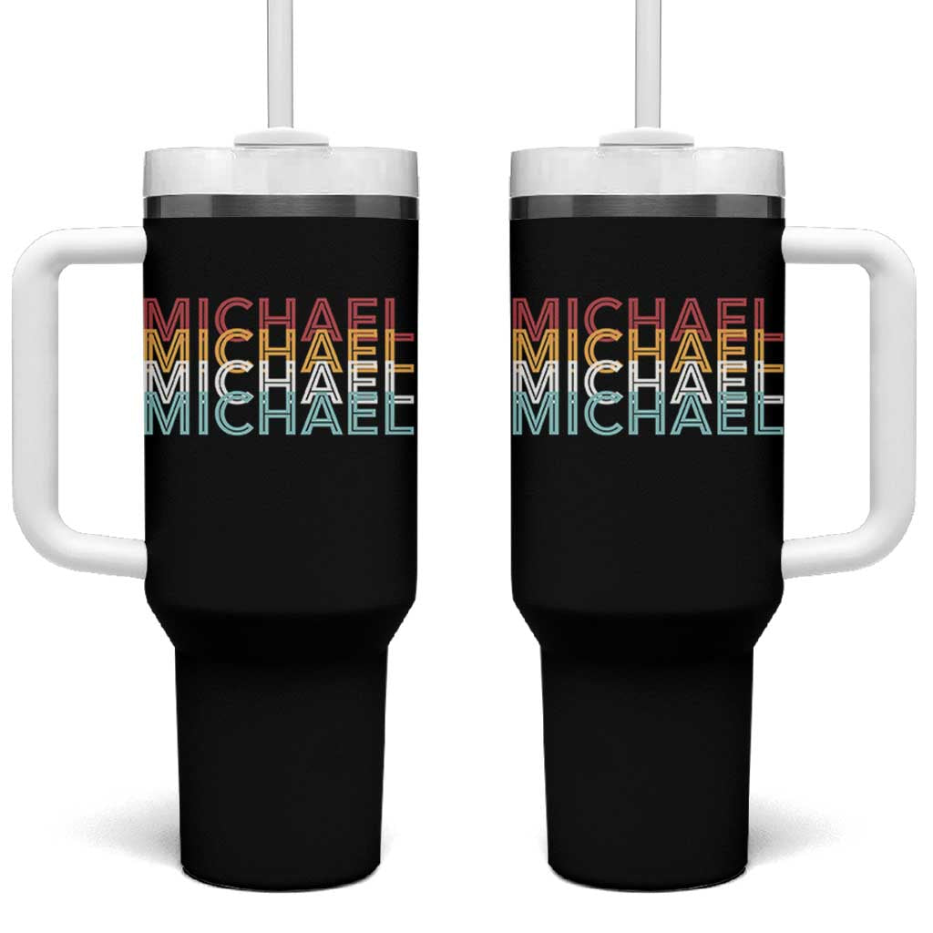 Michael Birthday Gift Tumbler With Handle Vintage Retro Michael Name Typography