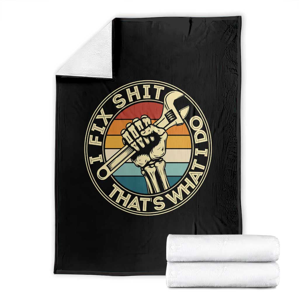 Vintage Skeleton Wrench Graphic Throw Blanket I Fix Shit Thats What I Do
