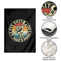 Vintage Skeleton Wrench Graphic Garden Flag I Fix Shit Thats What I Do