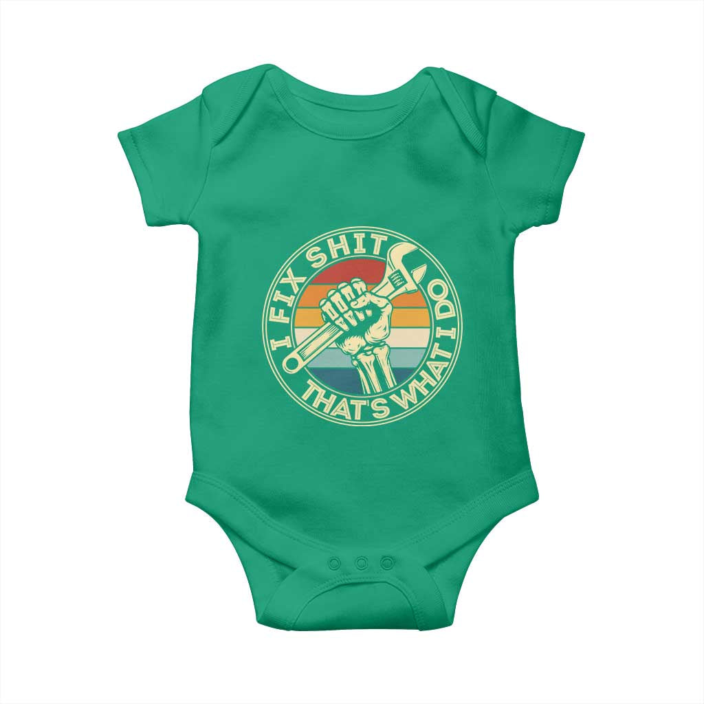 Vintage Skeleton Wrench Graphic Baby Onesie I Fix Shit Thats What I Do