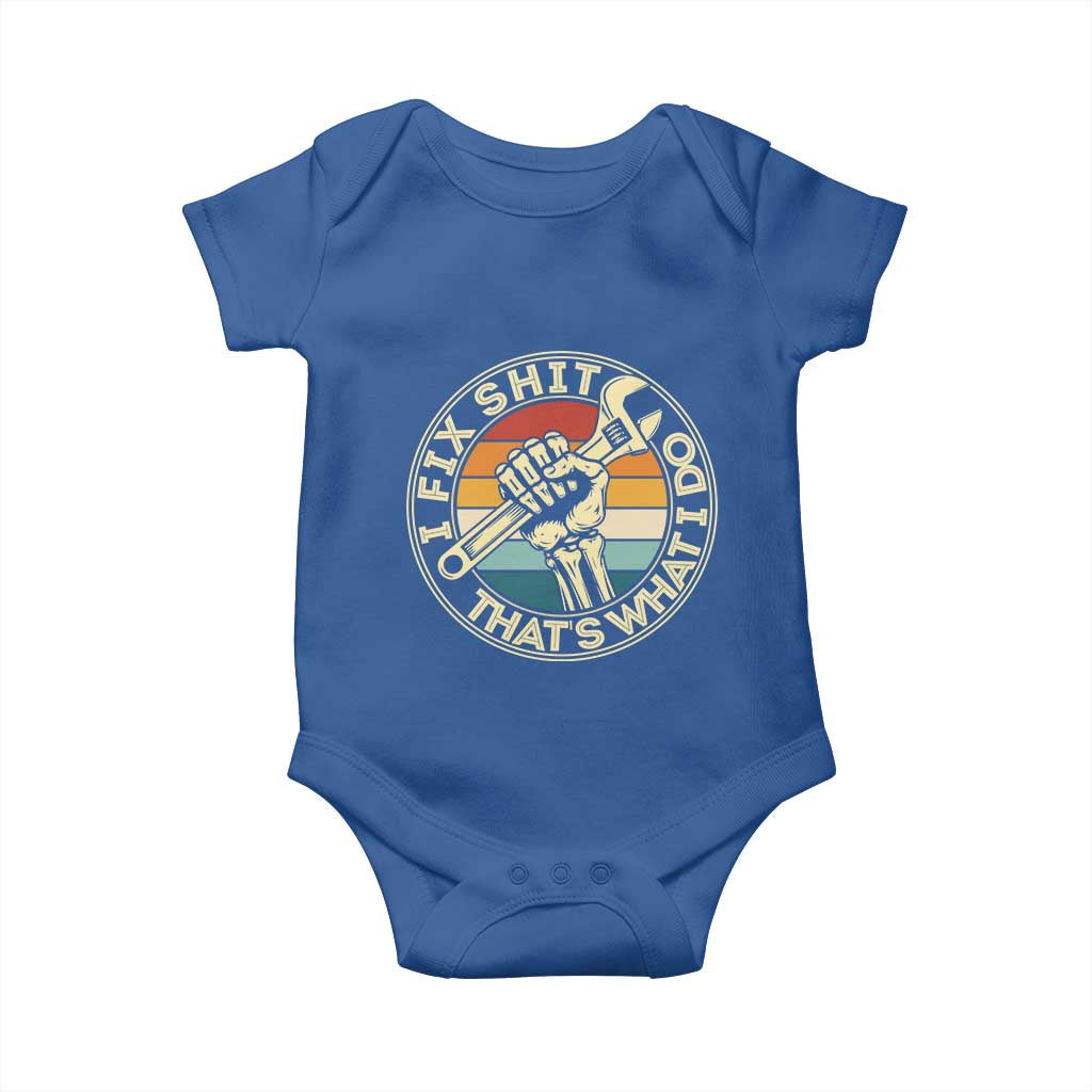 Vintage Skeleton Wrench Graphic Baby Onesie I Fix Shit Thats What I Do