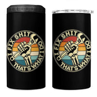 Vintage Skeleton Wrench Graphic 4 in 1 Can Cooler Tumbler I Fix Shit Thats What I Do