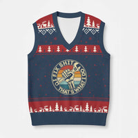 Vintage Skeleton Wrench Graphic V-Neck Knit Sweater Vest I Fix Shit Thats What I Do