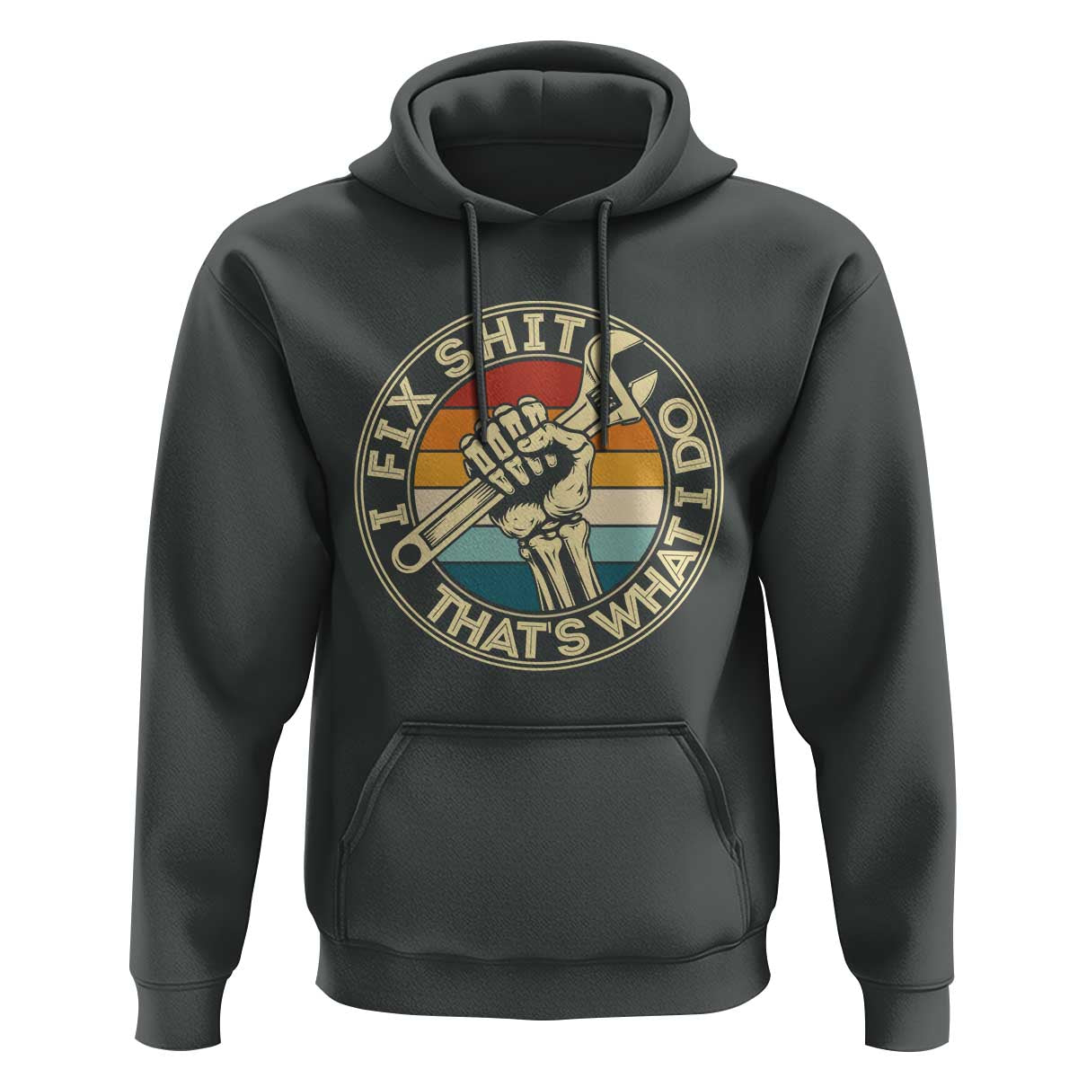 Vintage Skeleton Wrench Graphic Hoodie I Fix Shit Thats What I Do