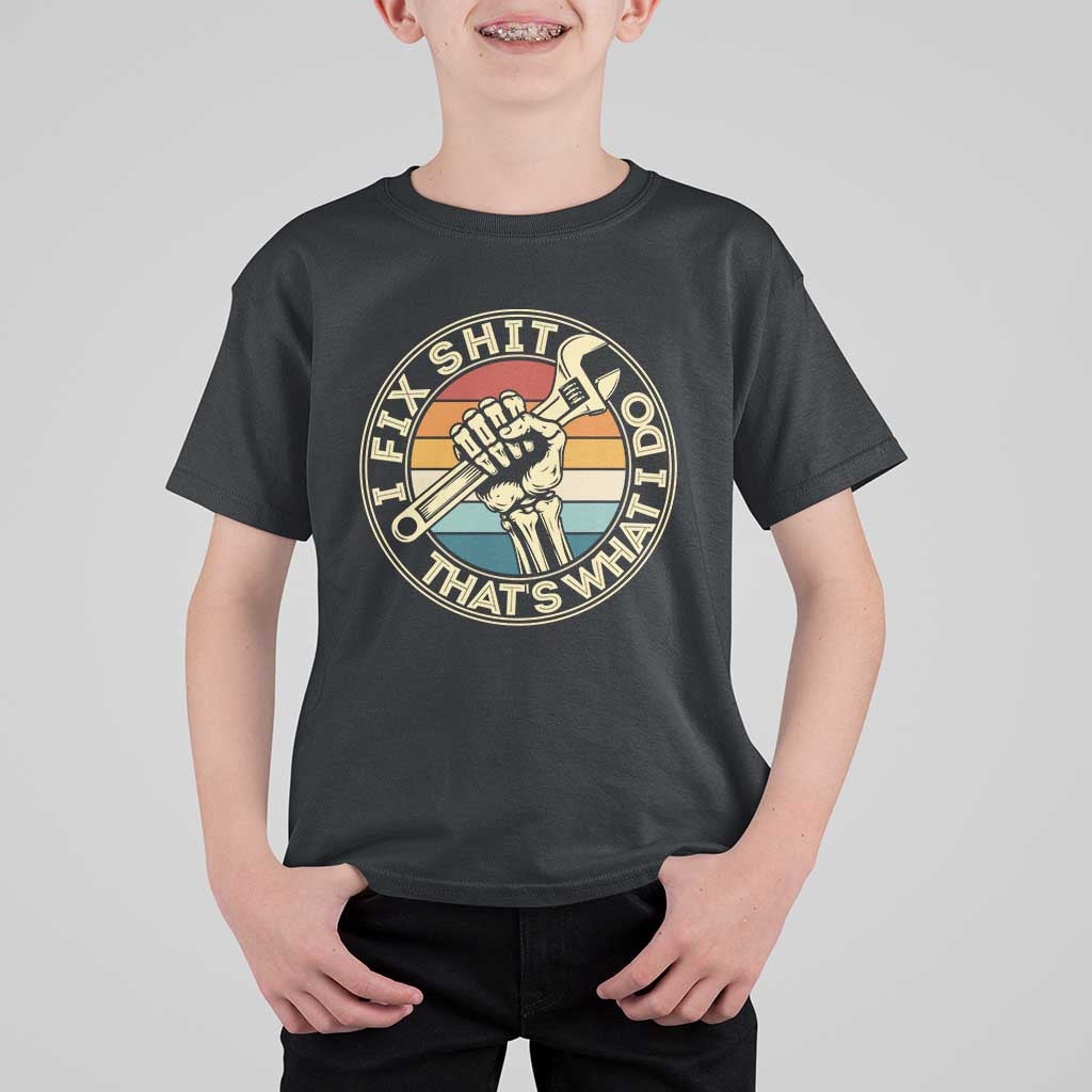 Vintage Skeleton Wrench Graphic T Shirt For Kid I Fix Shit Thats What I Do