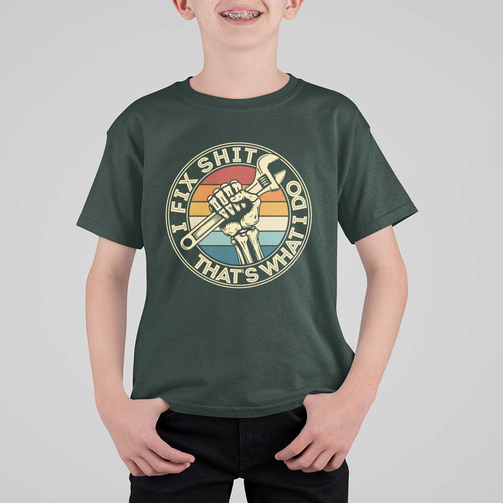 Vintage Skeleton Wrench Graphic T Shirt For Kid I Fix Shit Thats What I Do