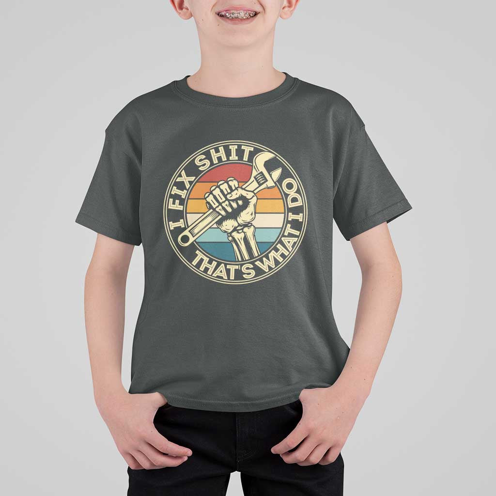 Vintage Skeleton Wrench Graphic T Shirt For Kid I Fix Shit Thats What I Do