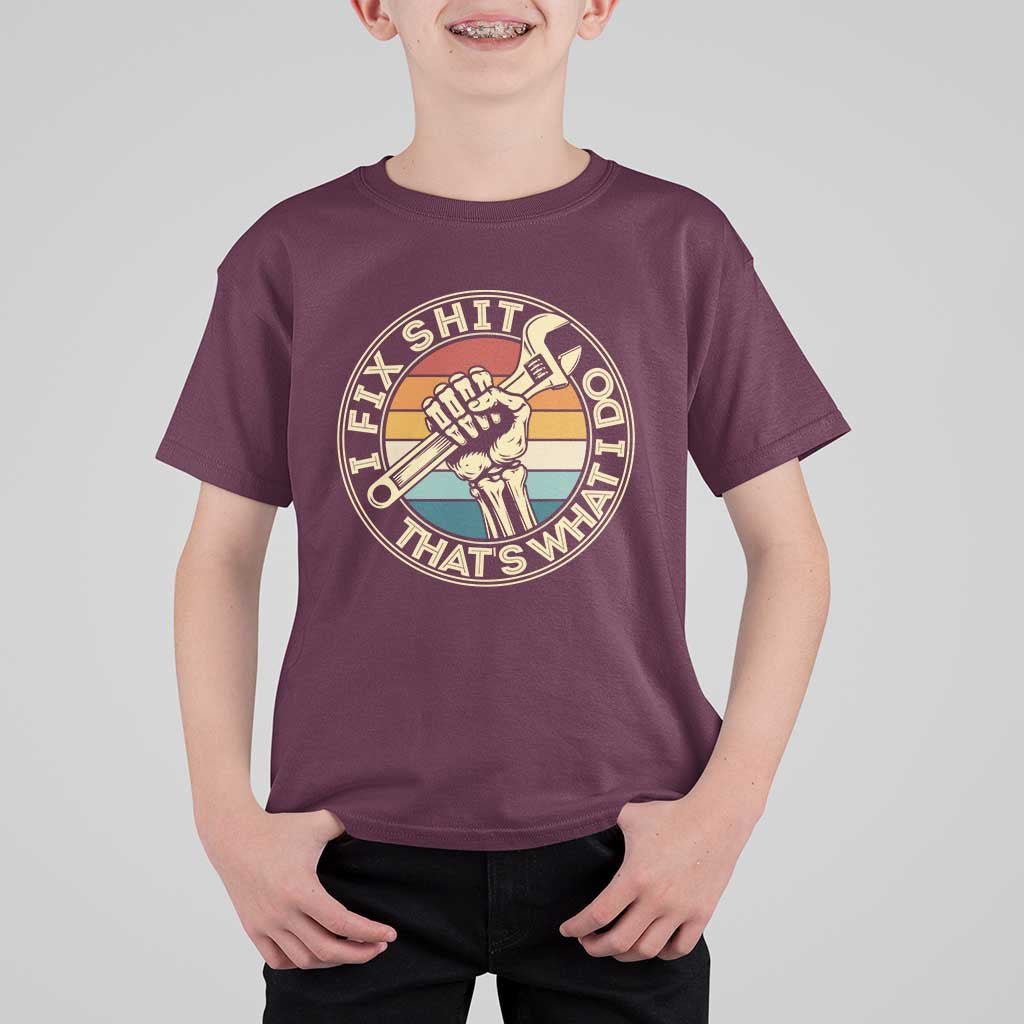 Vintage Skeleton Wrench Graphic T Shirt For Kid I Fix Shit Thats What I Do