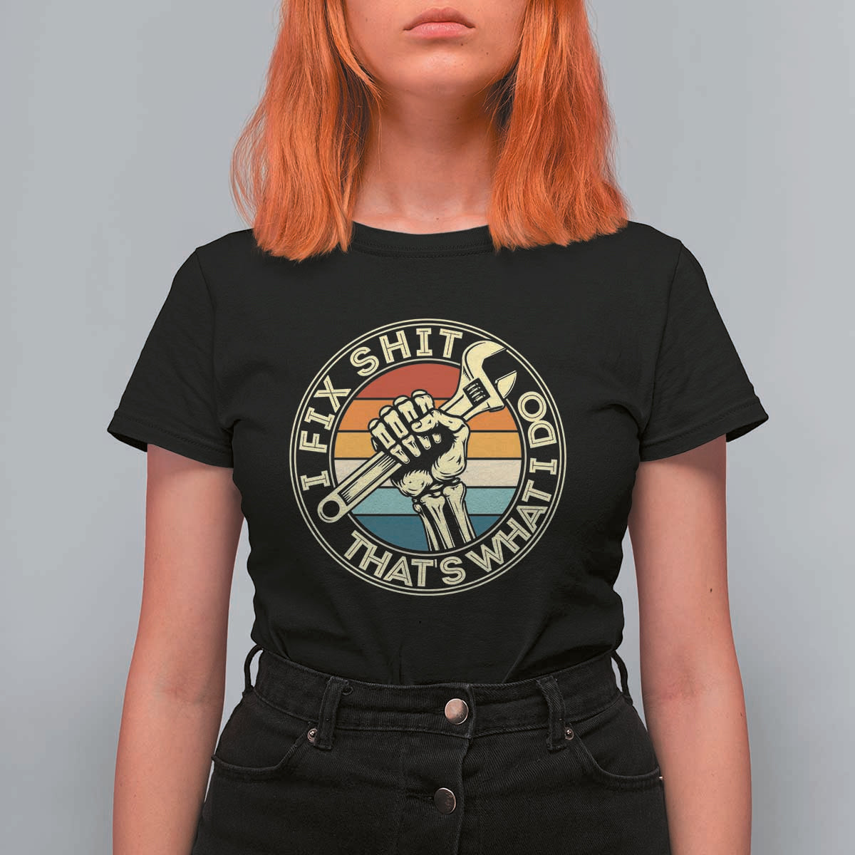 Vintage Skeleton Wrench Graphic T Shirt For Women I Fix Shit Thats What I Do