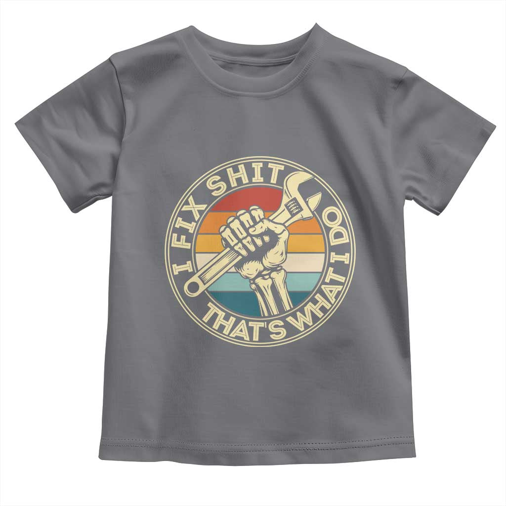 Vintage Skeleton Wrench Graphic Toddler T Shirt I Fix Shit Thats What I Do