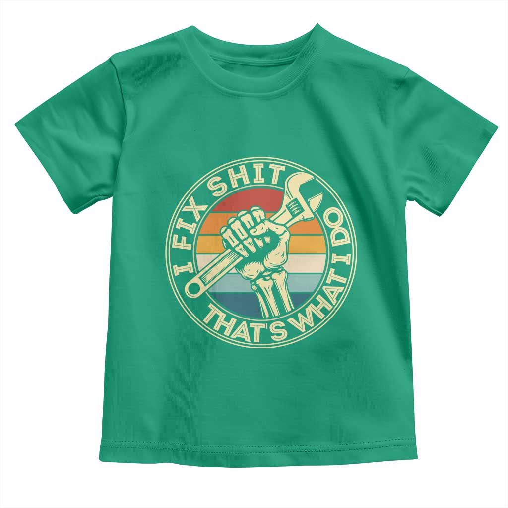 Vintage Skeleton Wrench Graphic Toddler T Shirt I Fix Shit Thats What I Do