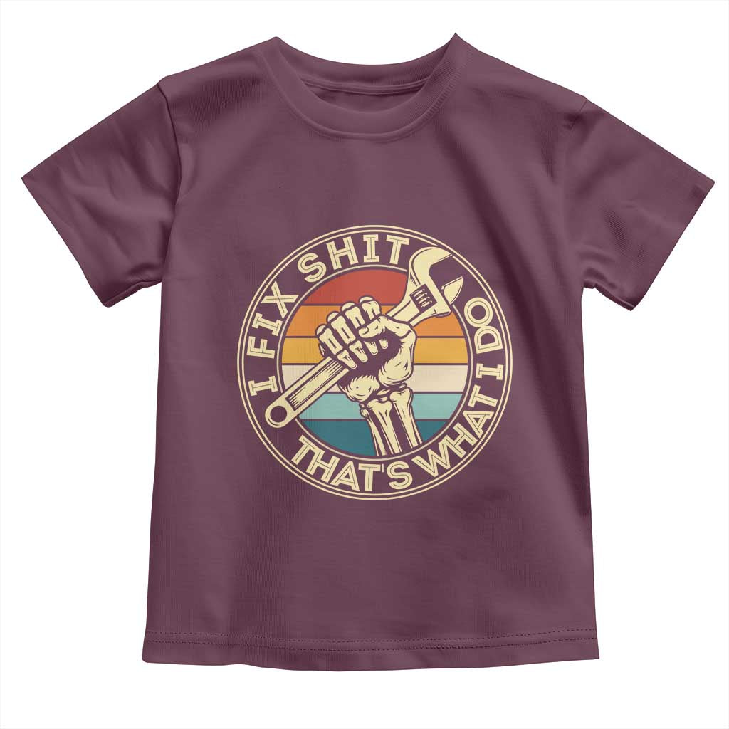 Vintage Skeleton Wrench Graphic Toddler T Shirt I Fix Shit Thats What I Do