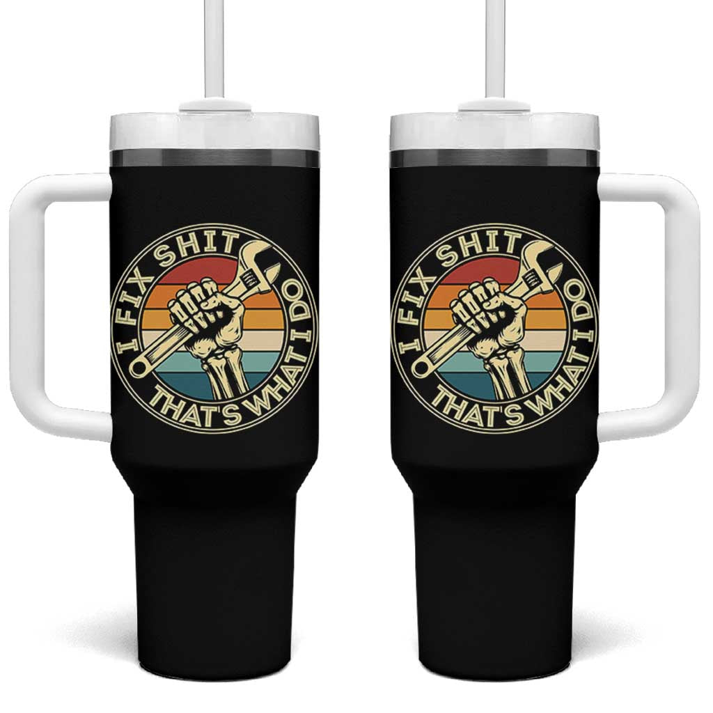Vintage Skeleton Wrench Graphic Tumbler With Handle I Fix Shit Thats What I Do