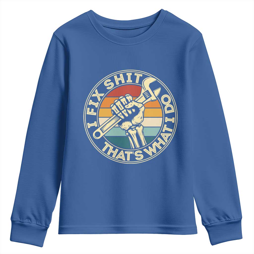 Vintage Skeleton Wrench Graphic Youth Sweatshirt I Fix Shit Thats What I Do