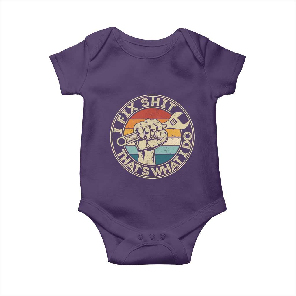 Auto Mechanic Dad Gift Baby Onesie Vintage I Fix Shit Thats What I Do