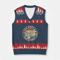 Auto Mechanic Dad Gift V-Neck Knit Sweater Vest Vintage I Fix Shit Thats What I Do