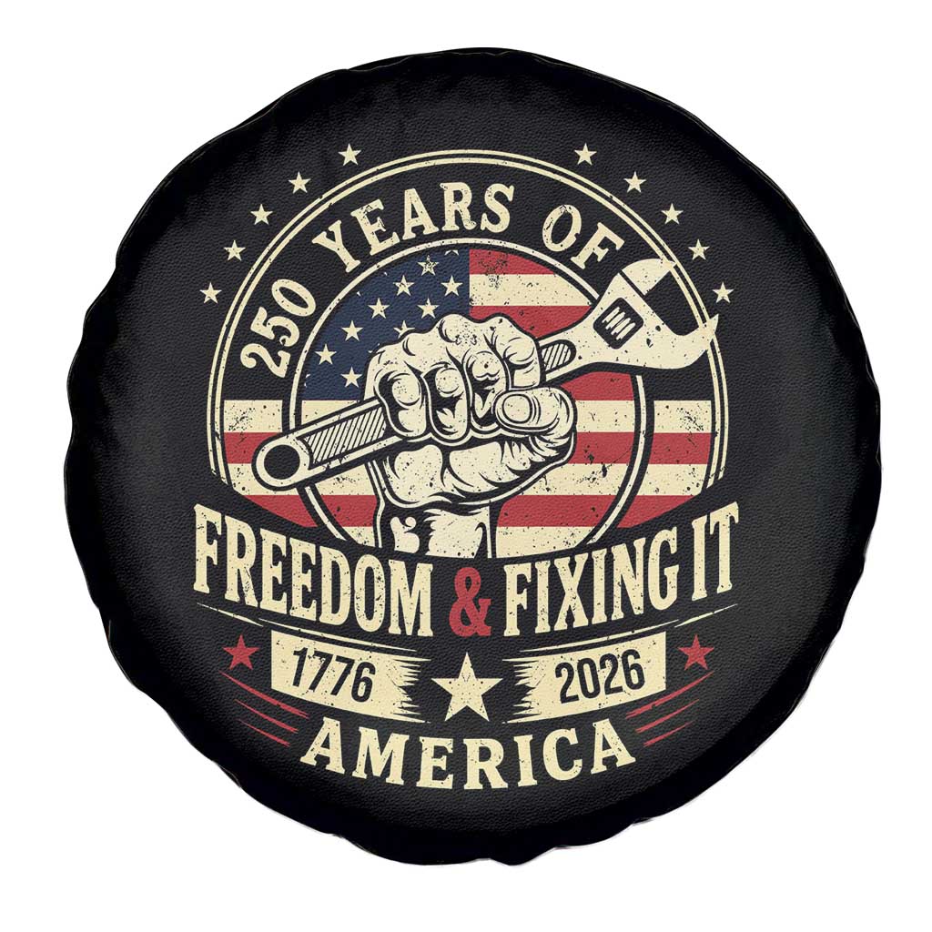 USA 250th Anniversary Patriotic Mechanic Spare Tire Cover Freedom And Fixing It