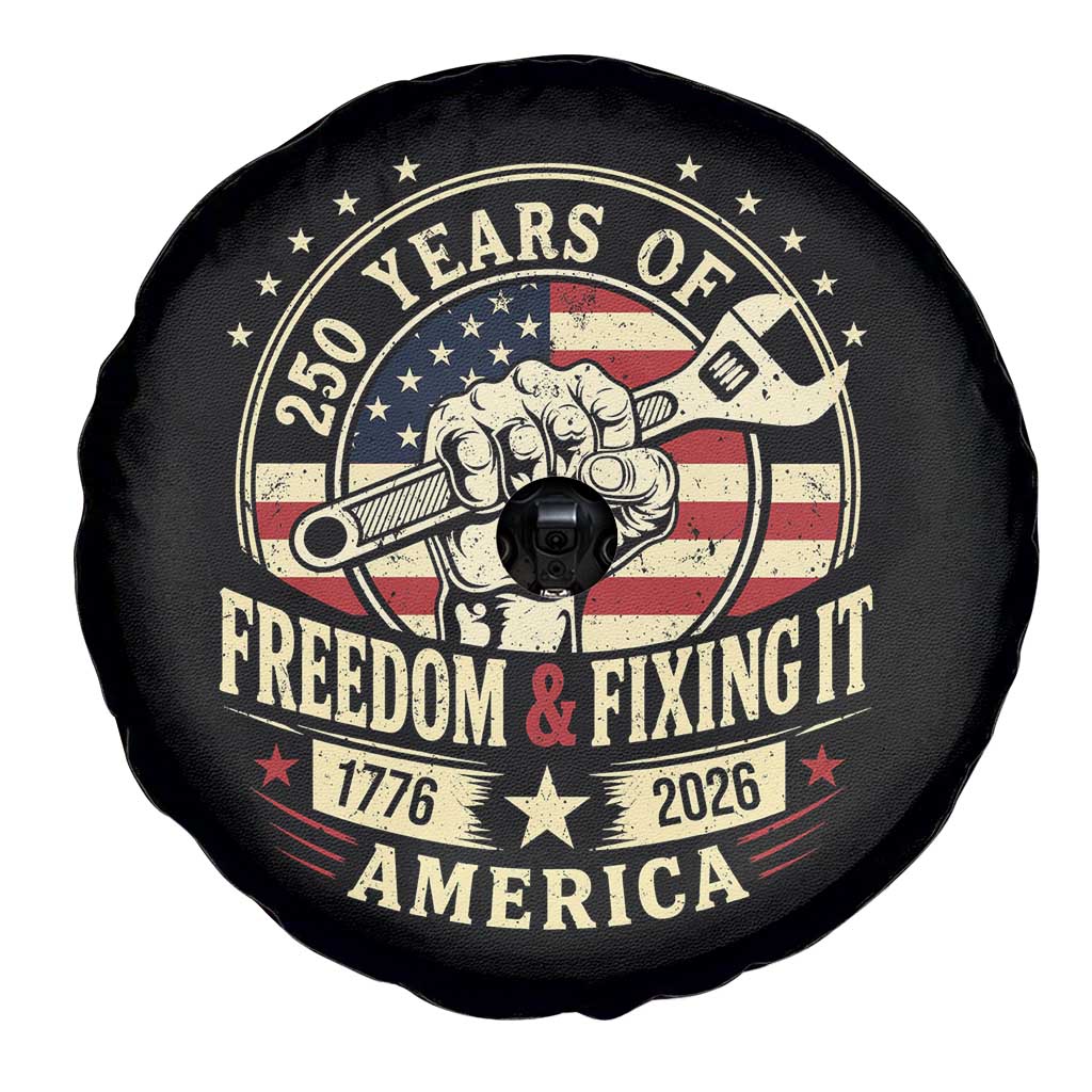 USA 250th Anniversary Patriotic Mechanic Spare Tire Cover Freedom And Fixing It