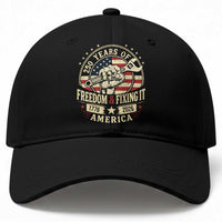 USA 250th Anniversary Patriotic Mechanic Baseball Cap Freedom And Fixing It