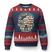 USA 250th Anniversary Patriotic Mechanic Ugly Christmas Sweater Freedom And Fixing It