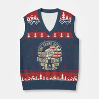 USA 250th Anniversary Patriotic Mechanic V-Neck Knit Sweater Vest Freedom And Fixing It
